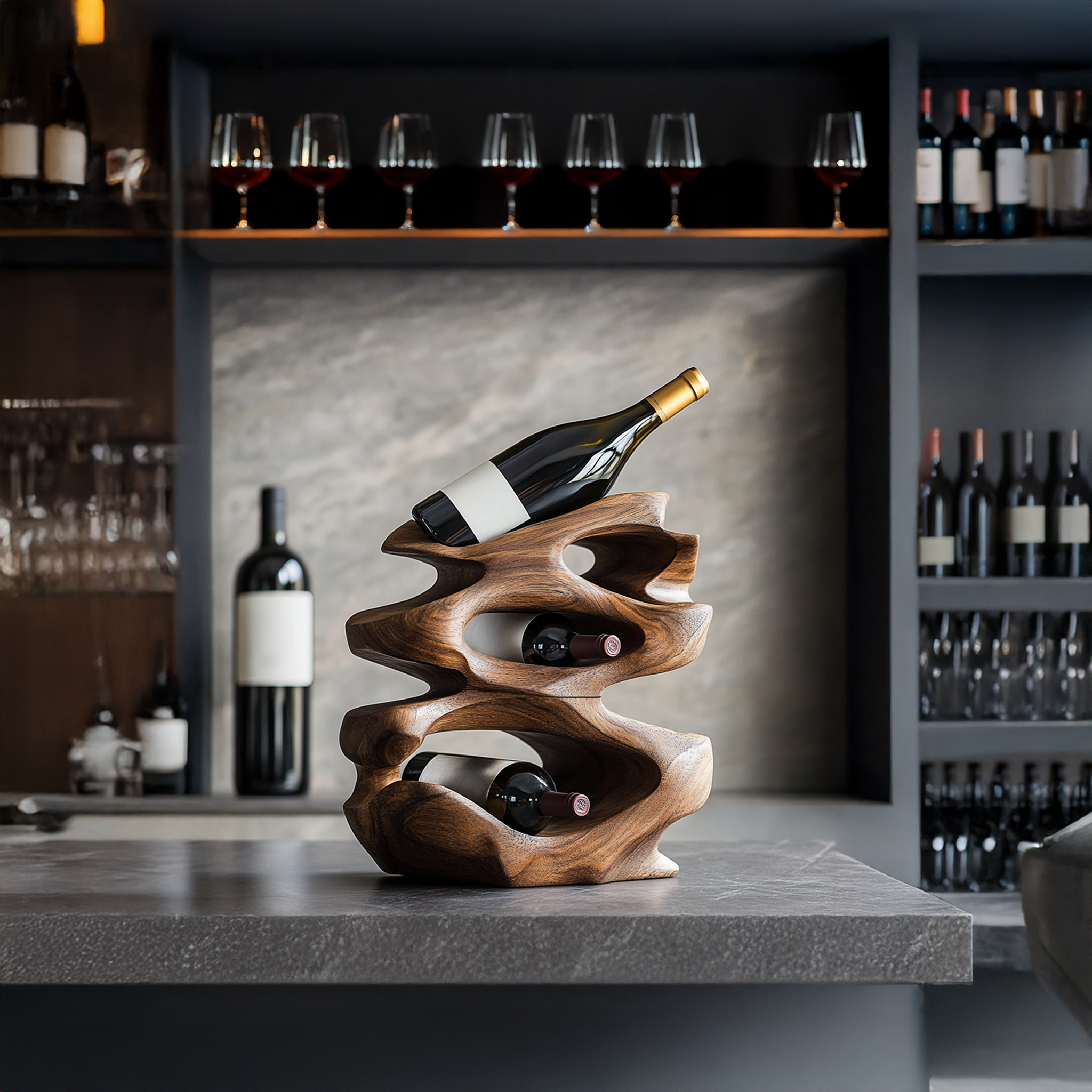 Rustic Wine Rack For Living Room Wine Bar Corner SILDTTRWH010