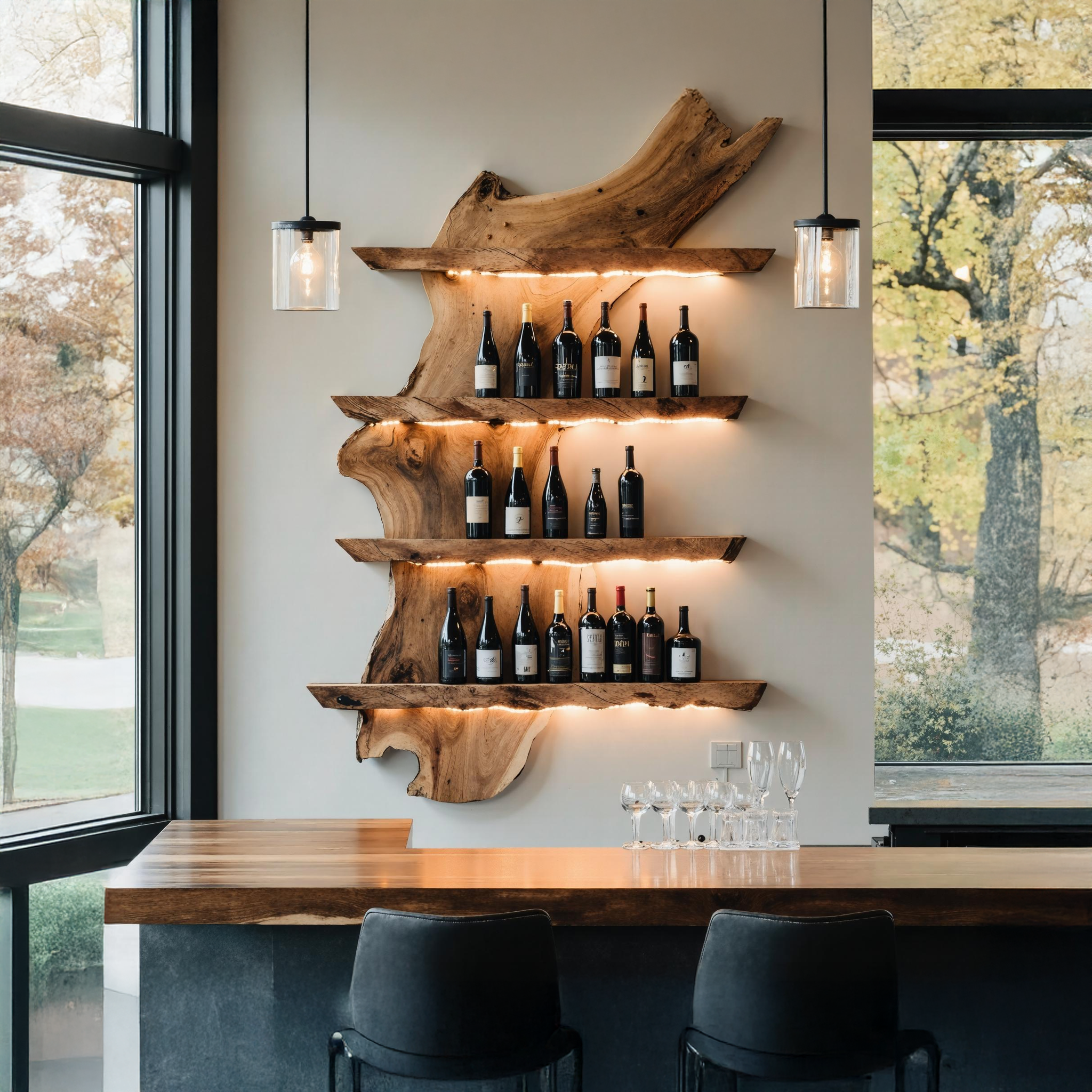 Mid Century Wine Rack For Kitchen Bar Wall Shelf SILDTTRWH025