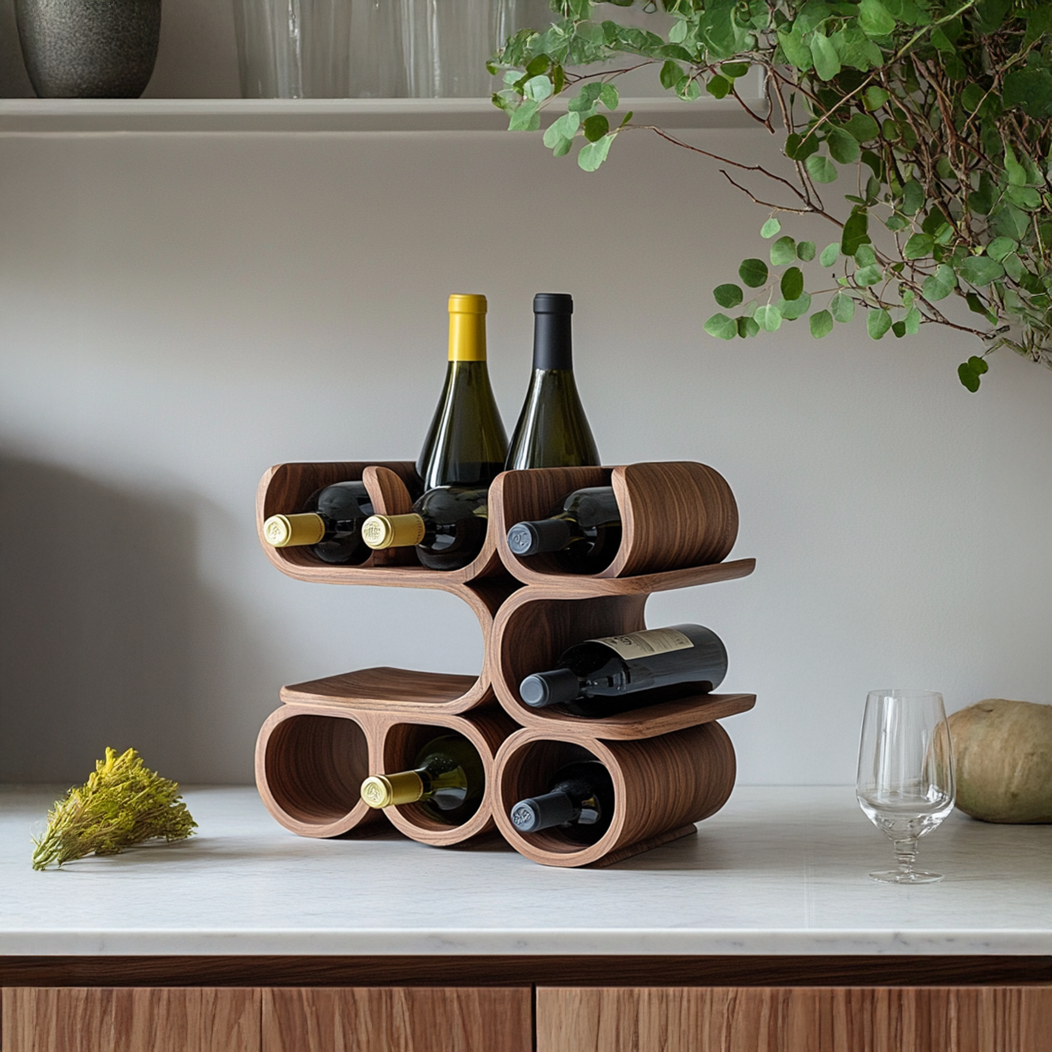 Mid Century Wine Holder For Kitchen Table Display SILDTTRWH009