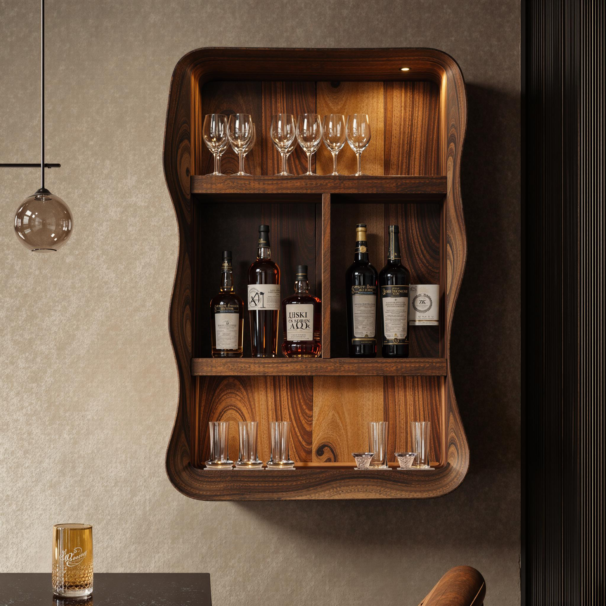 Natural Wood Wine Bar Shelf To Enhance Your Home Bar Area SILDTBAR013