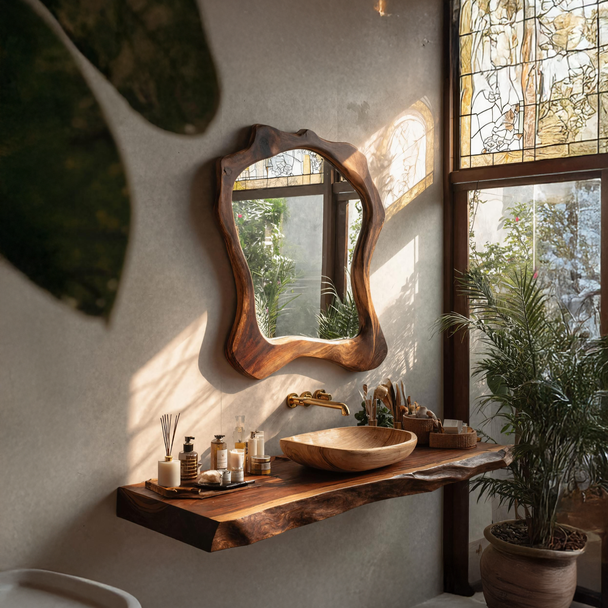 Handmade Asymmetrical Mirror For Unique Bathroom Wall SILDTTRMI030