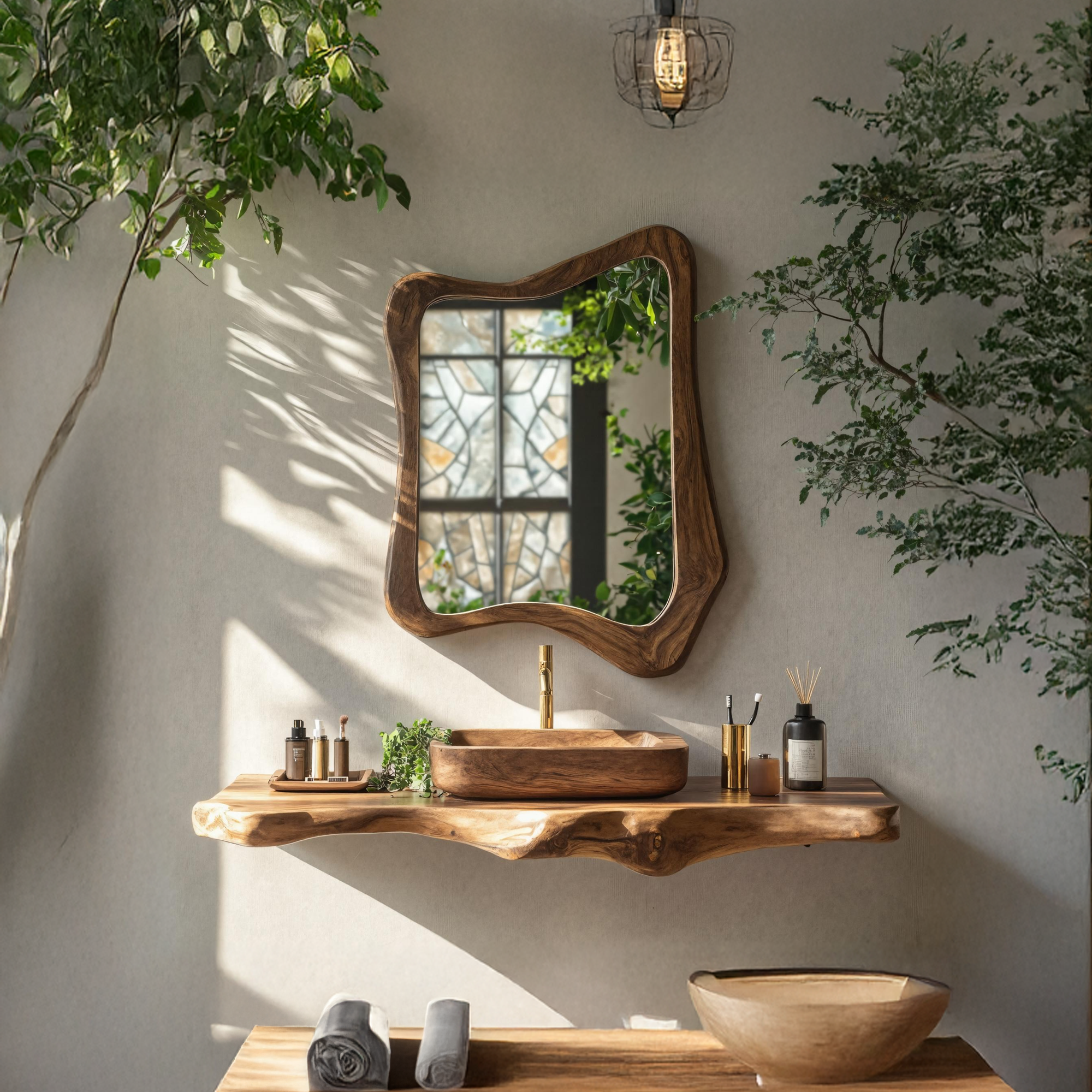 Irregular Handmade Mirror For Bathroom Vanity Decor SILDTTRMI024