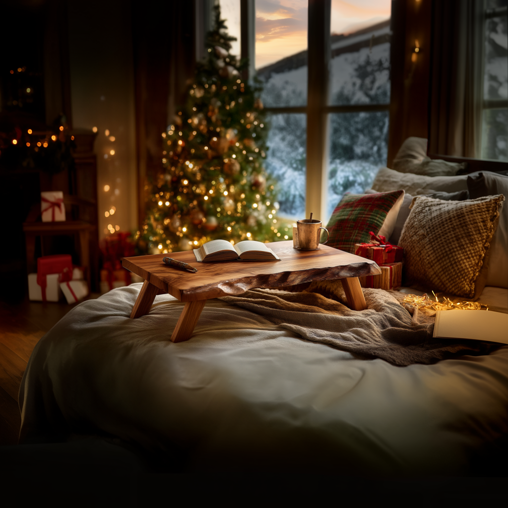 Rustic Rustic Bed Table Christmas Holiday Natural Home Decor SINLKIDK066