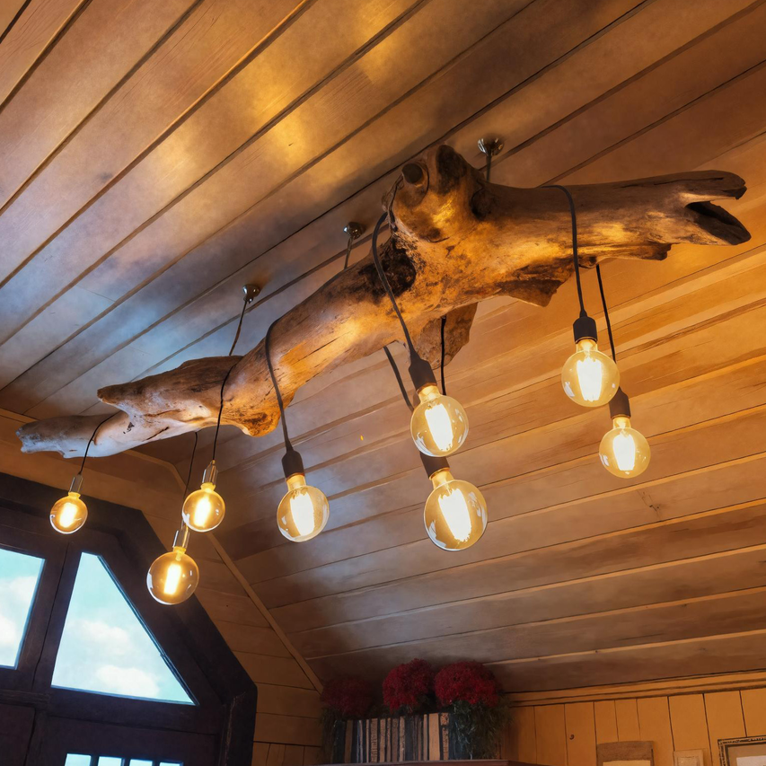 Rustic Ceiling Light With Edison Bulbs For Cabin Loft Or Dining Room SITHHNLAM007