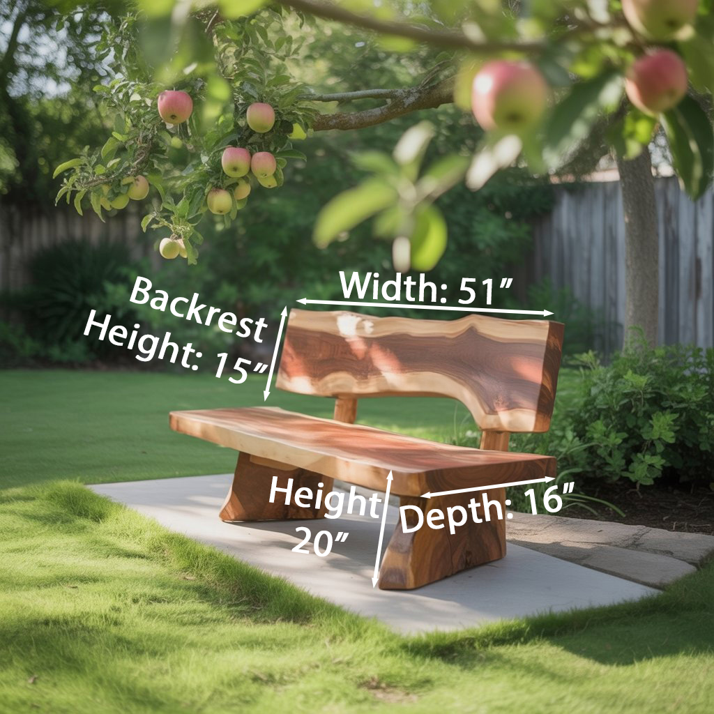 Rustic Garden Bench With Live Edge For Patio Orchard Or Backyard SITHCHR033