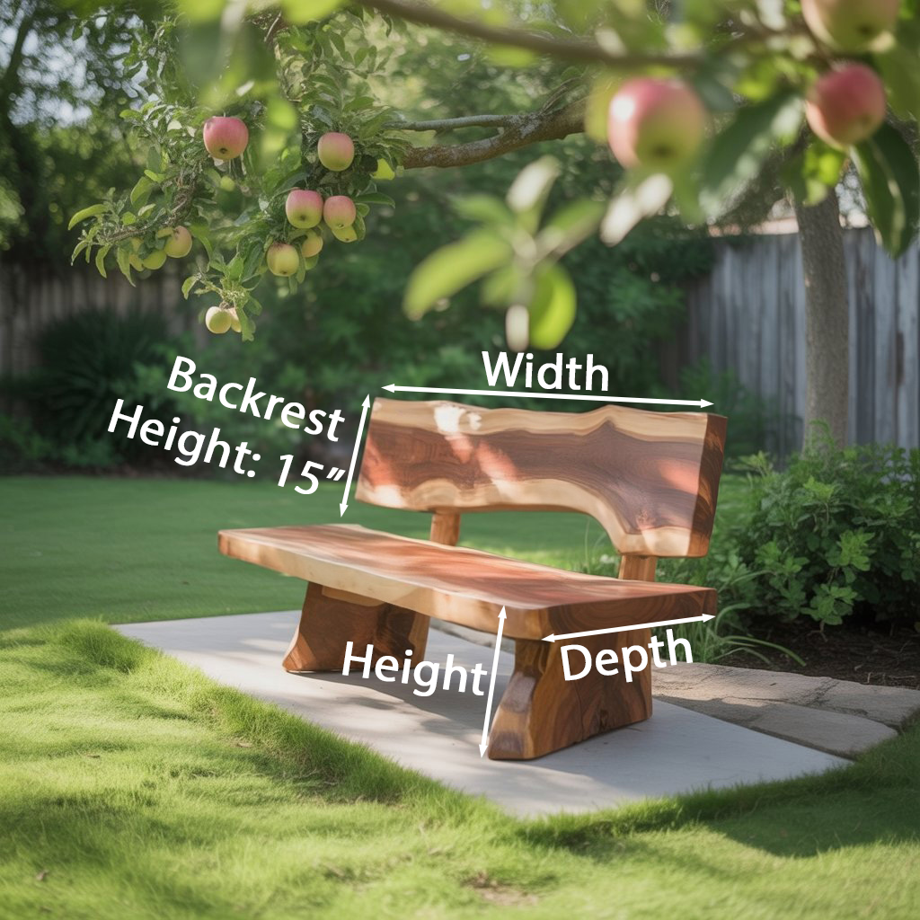 Rustic Garden Bench With Live Edge For Patio Orchard Or Backyard SITHCHR033