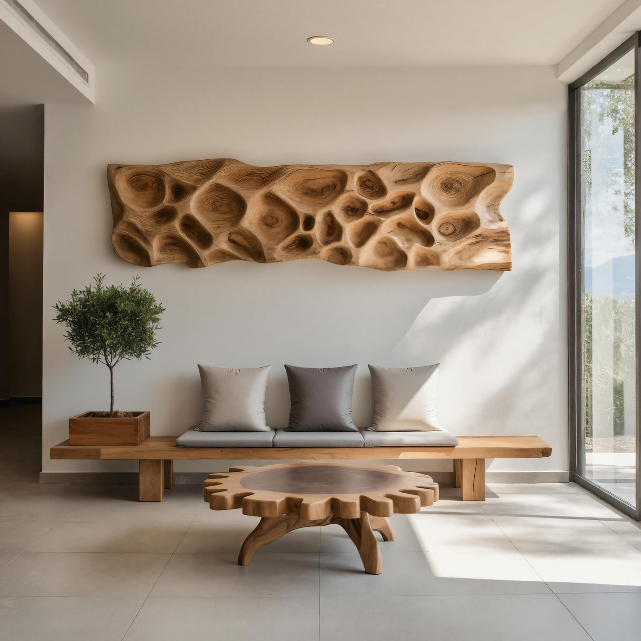 Artistic Carved Wall Art With Organic Texture For Entryway SITHTTWA019