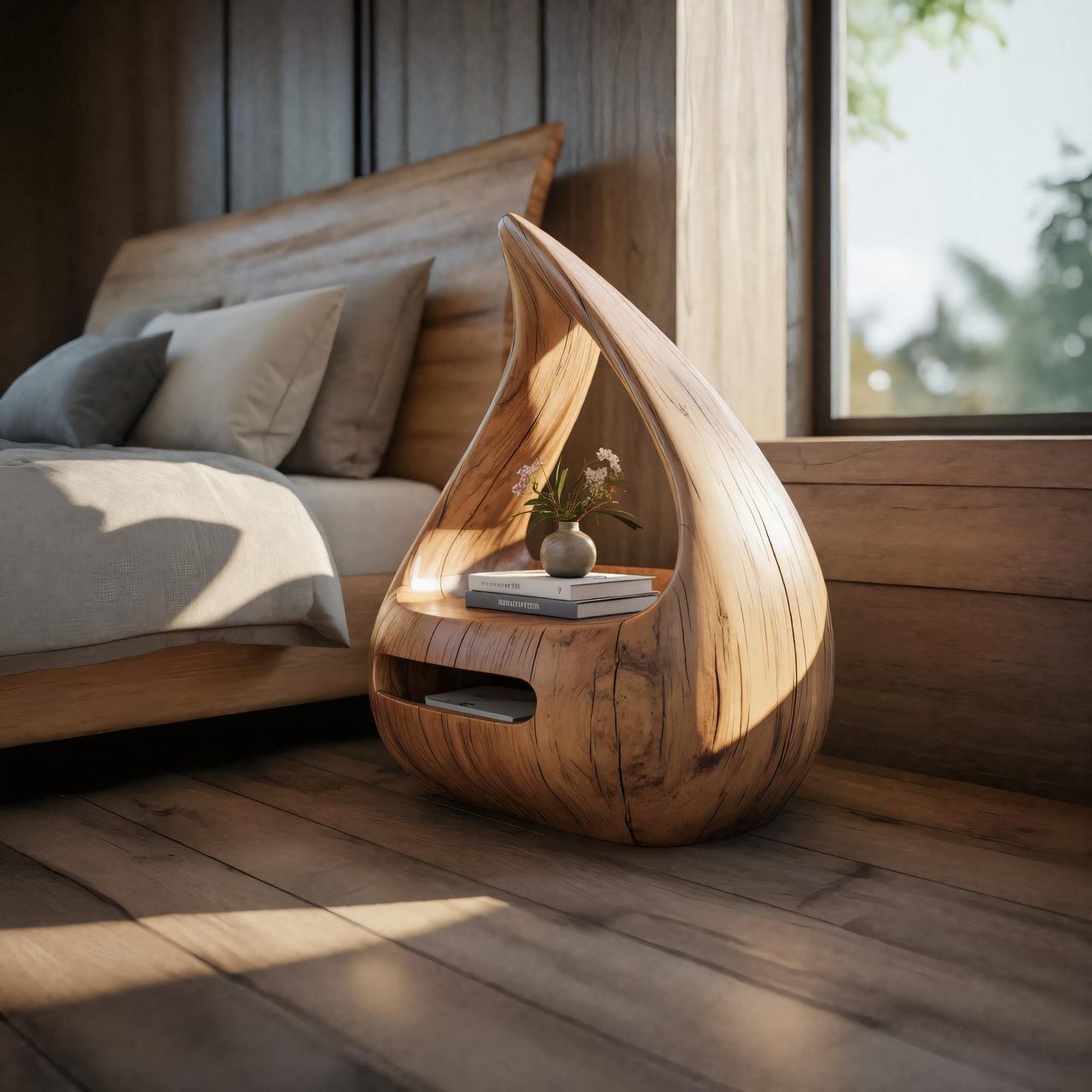 Artistic Teardrop Nightstand With Organic Design For Modern Bedroom SITHTTNS006