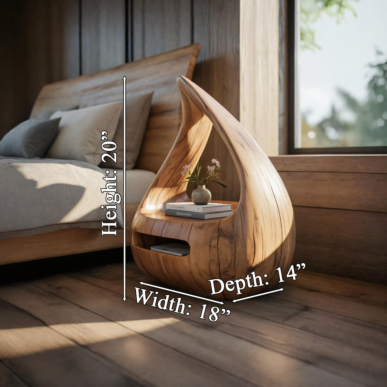 Artistic Teardrop Nightstand With Organic Design For Modern Bedroom SITHTTNS006