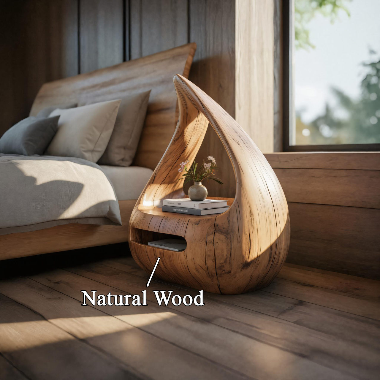 Artistic Teardrop Nightstand With Organic Design For Modern Bedroom SITHTTNS006