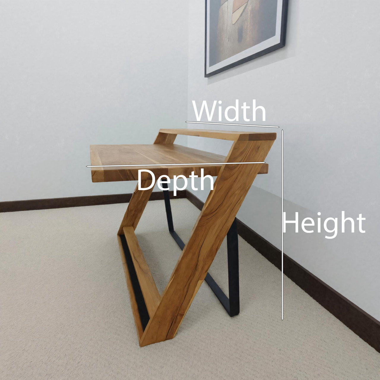 Modern Sculptural Wood Desk With Z Frame For Home Office Or Studio SITHHNDE020