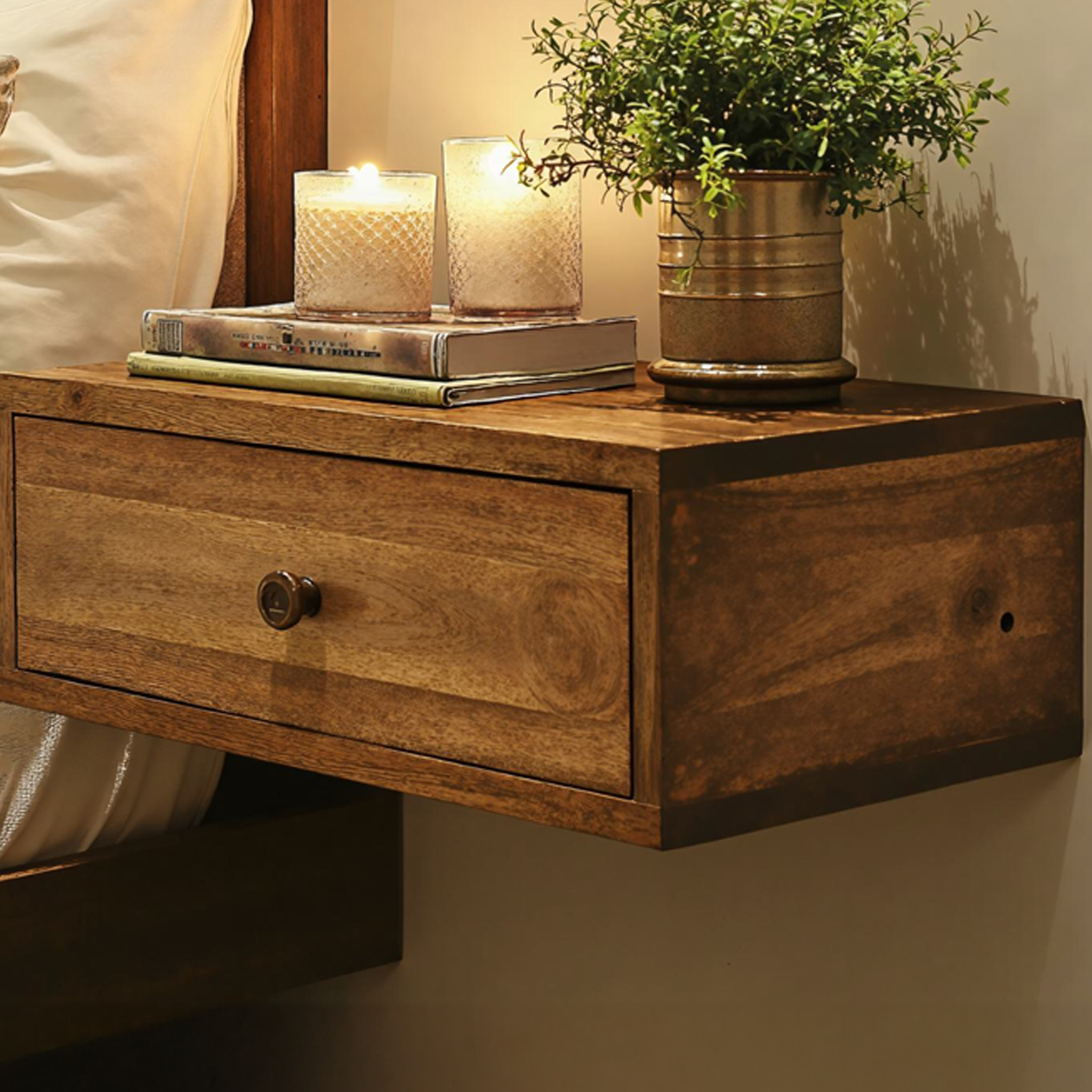 Rustic Handcrafted Nightstand With Drawer SILDTNS003