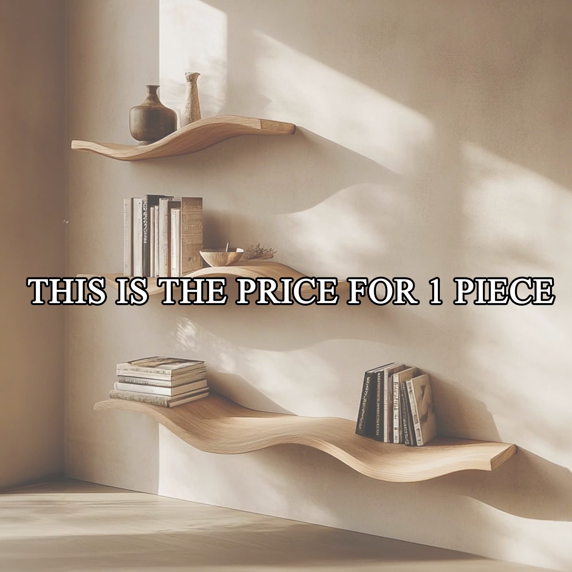 Wavy Wooden Floating Shelves Living Room For New Year Custom Shelves SINLWV002