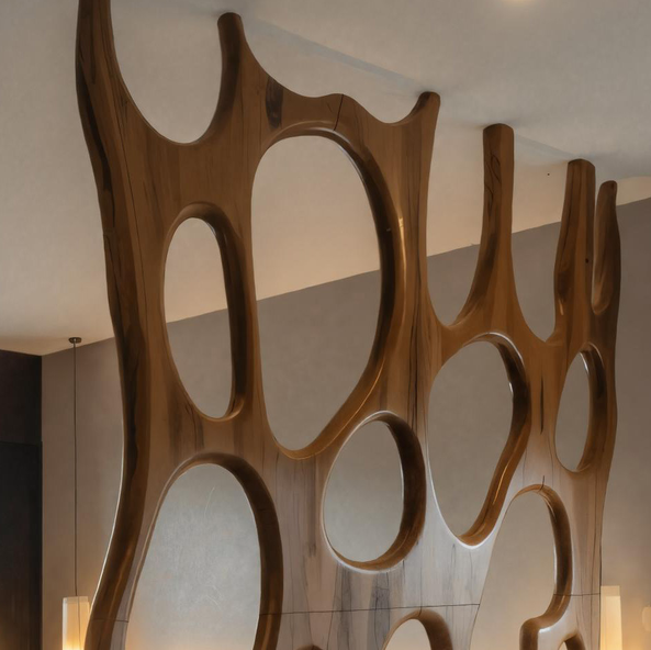 Modern Sculptural Wooden Room Divider For Bedroom Or Living Room SITHHNDVR002