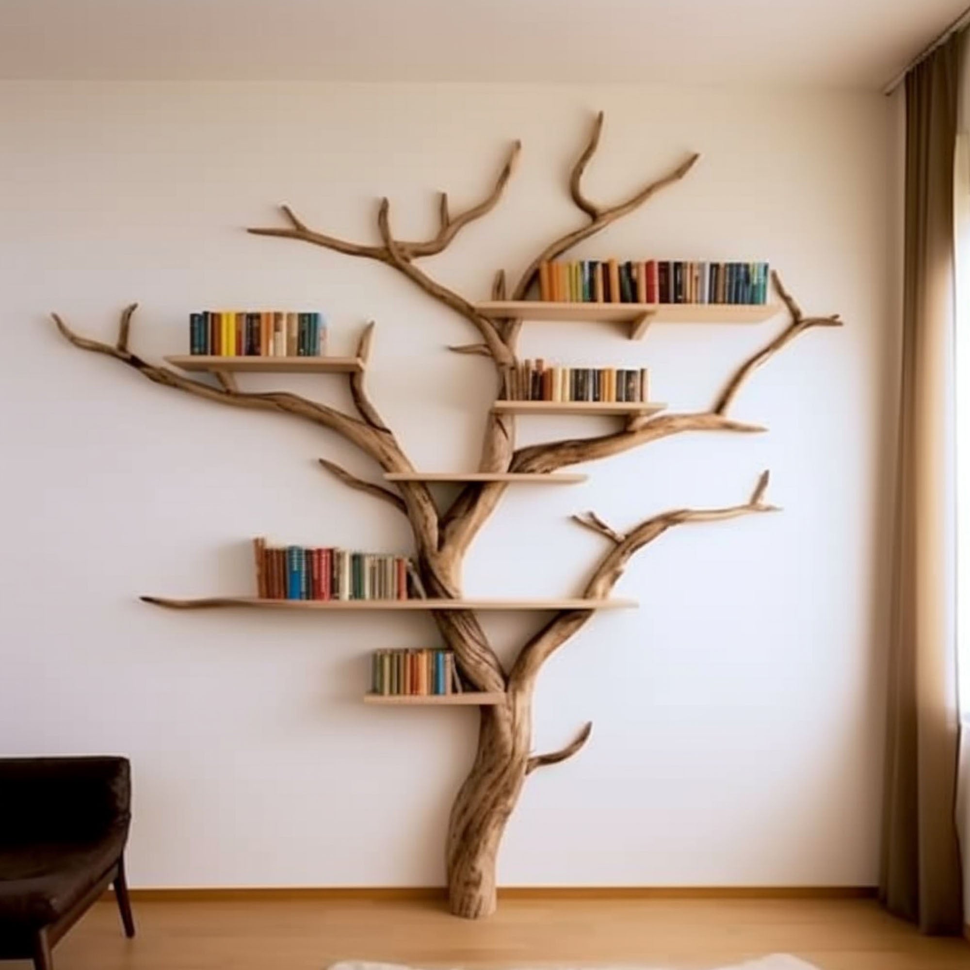 Elegant Wild Mulberry Tree Bookshelf Floating Shelves Live Edge SINLTB033