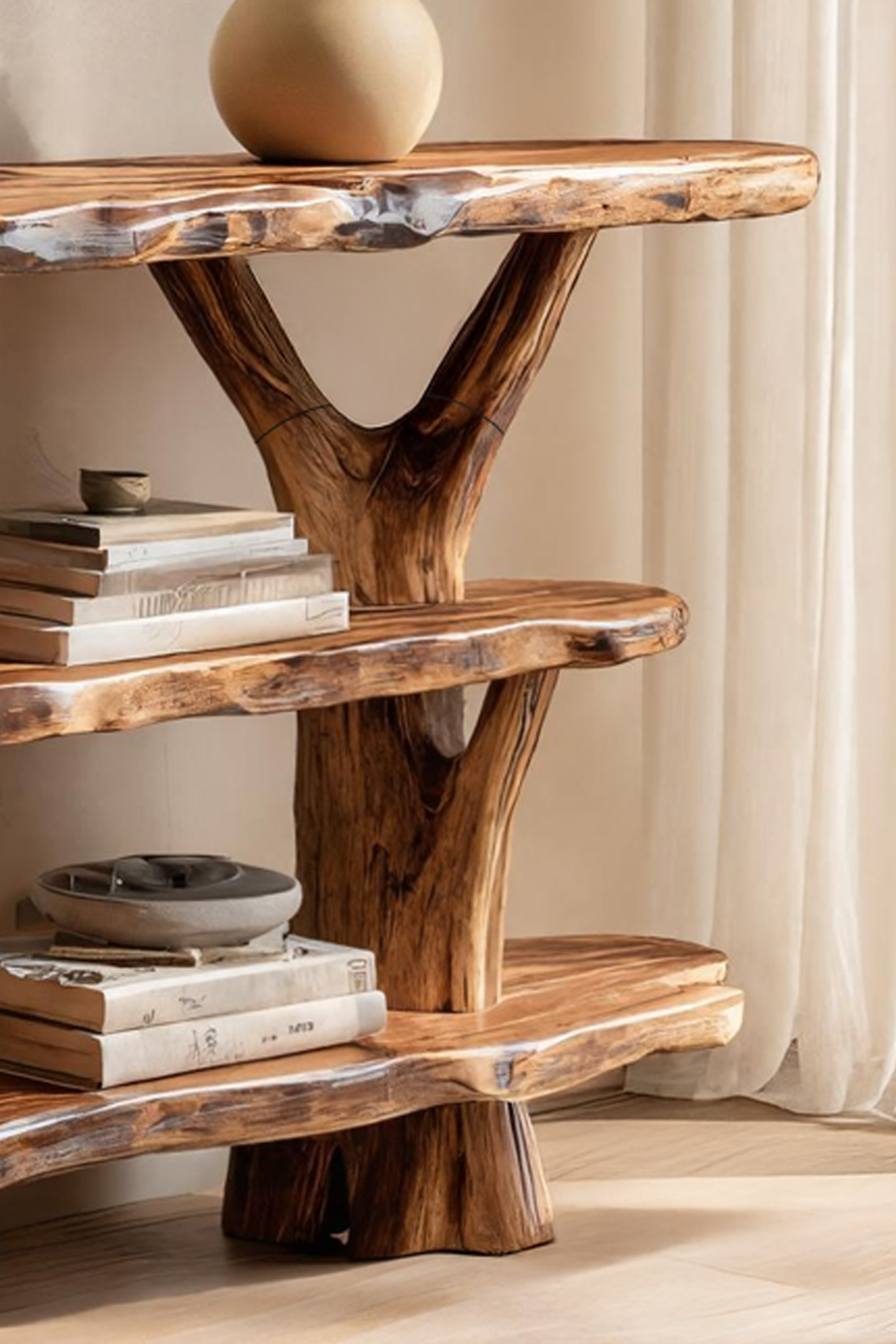 Mid Century Live Edge Entryway Table For Modern Rustic Living Room SILDTTNCS044