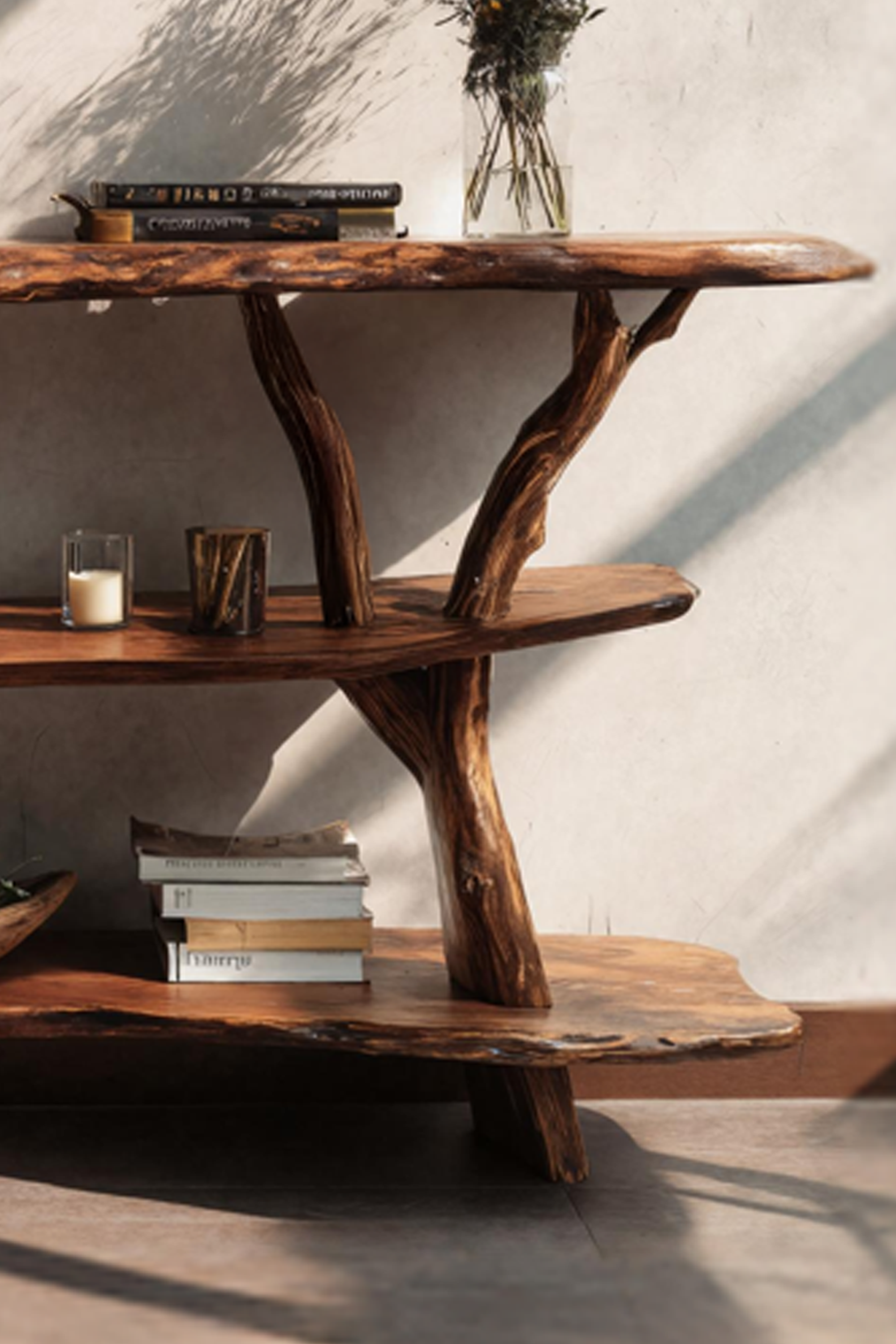 Handcrafted Wooden Live Edge Console Table For Contemporary Living Room SILDTTNCS028