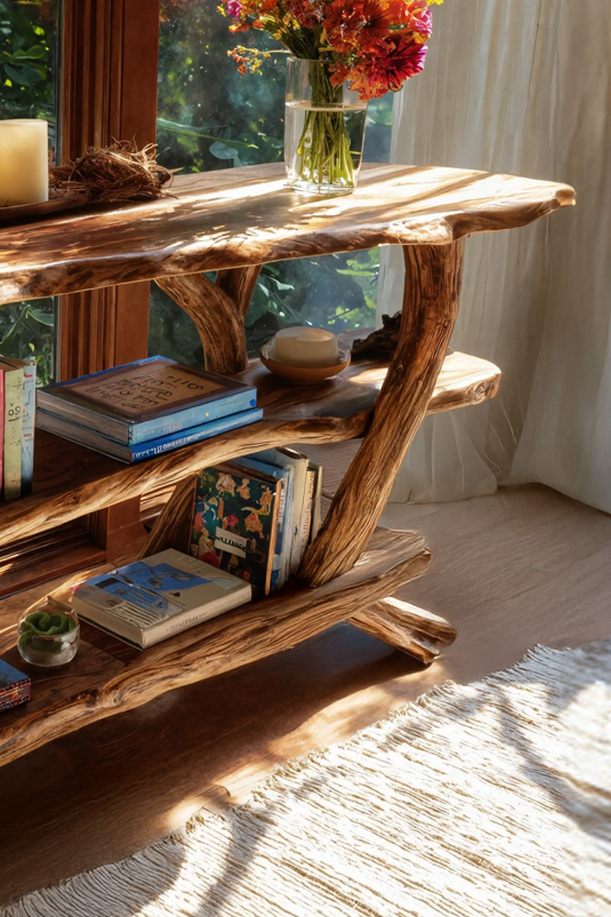 Mid Century Wooden Live Edge Console Table For Stylish Furniture Decor SILDTTNCS068