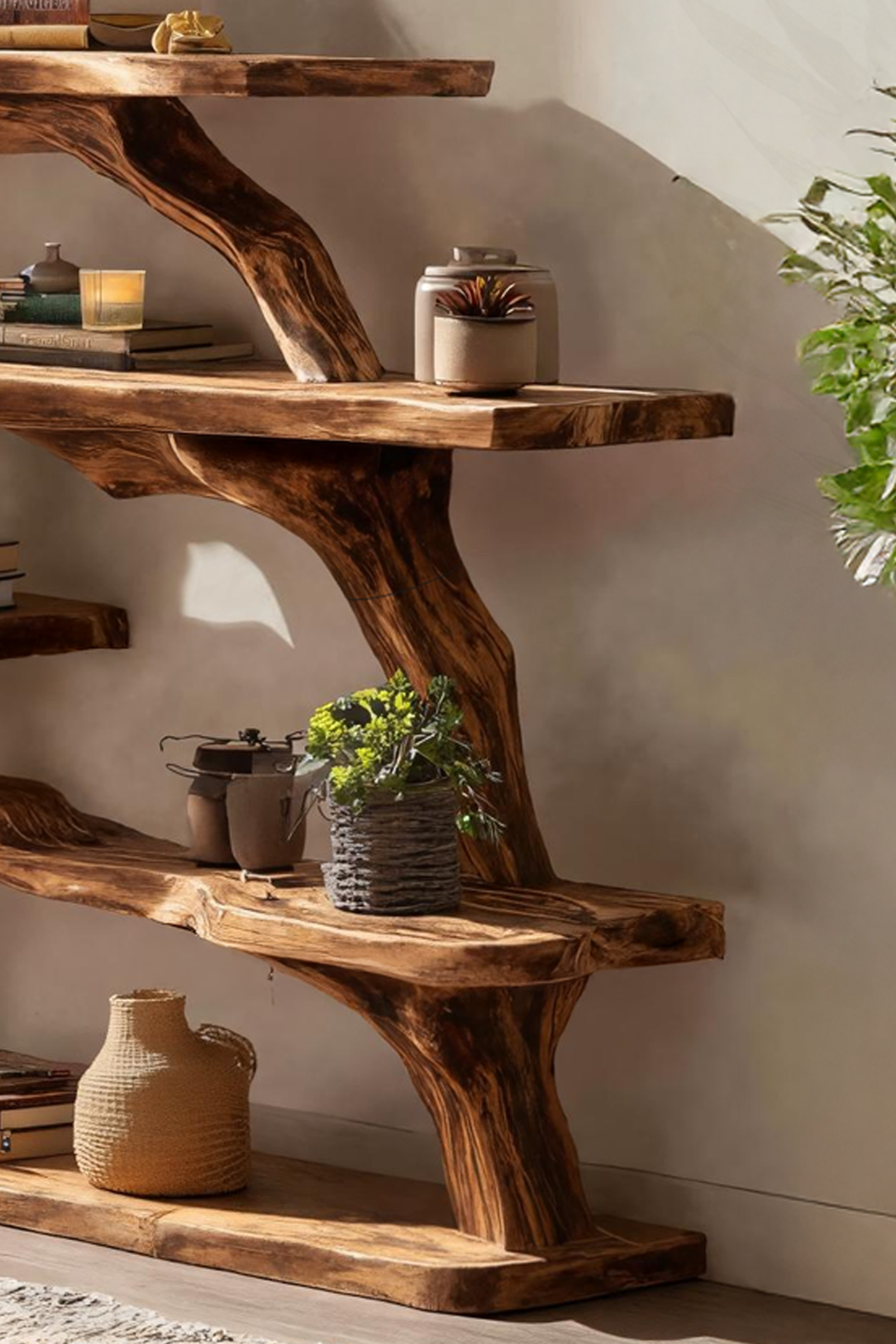 Handcrafted Wooden Live Edge Console Table For Luxury Living Room Decor SILDTTNCS046