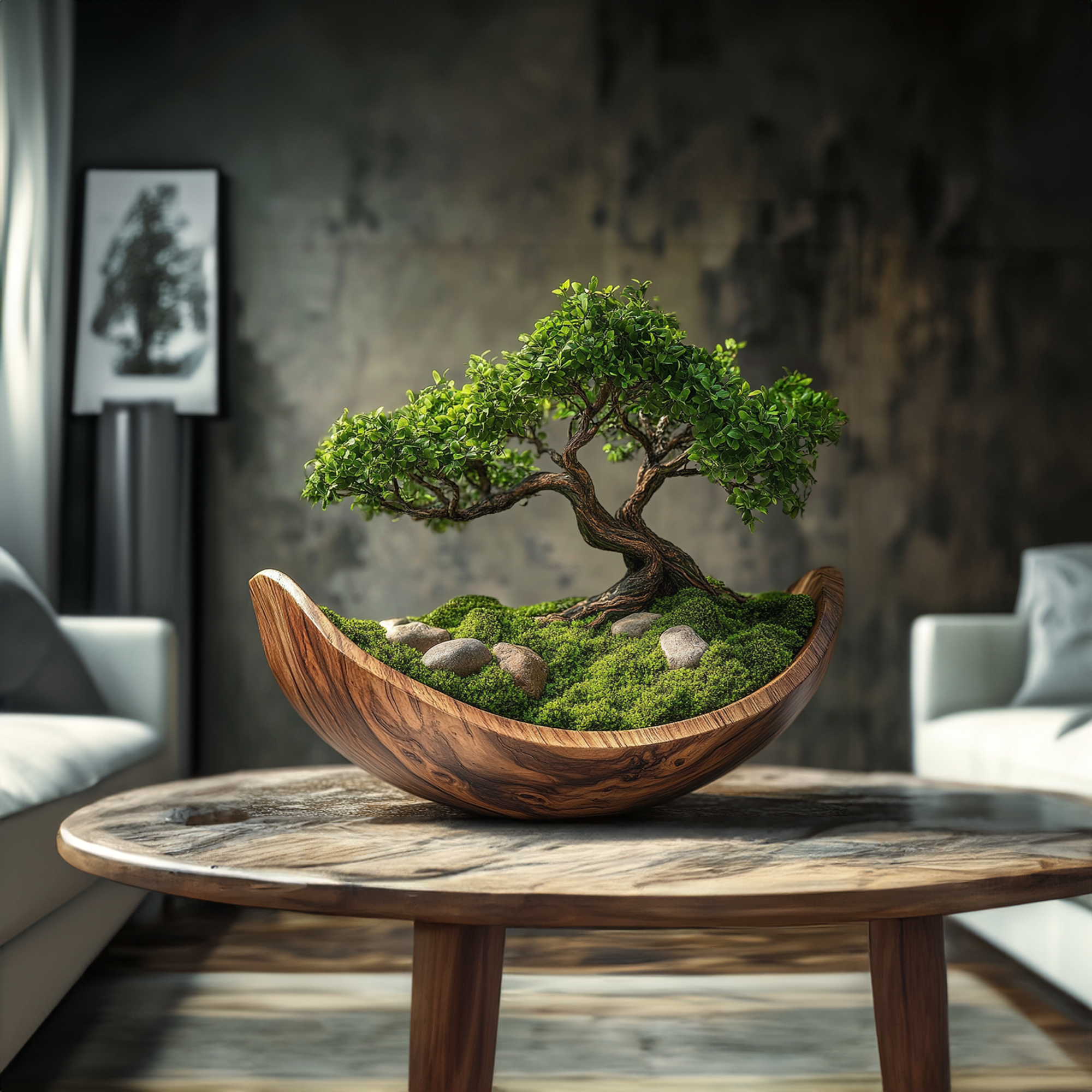 Moss Wood Sculpture Preserve Bonsai Driftwood Pot SINLBD001