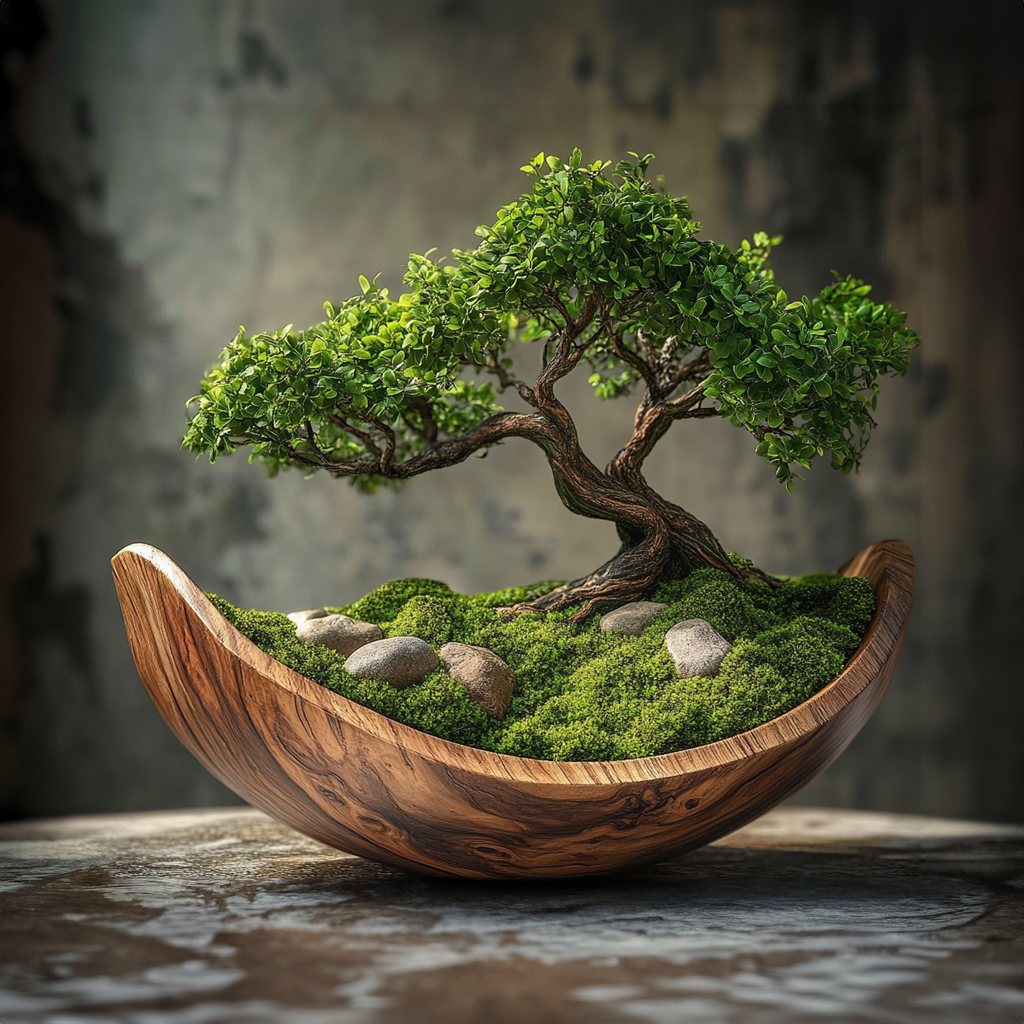 Moss Wood Sculpture Preserve Bonsai Driftwood Pot SINLBD001