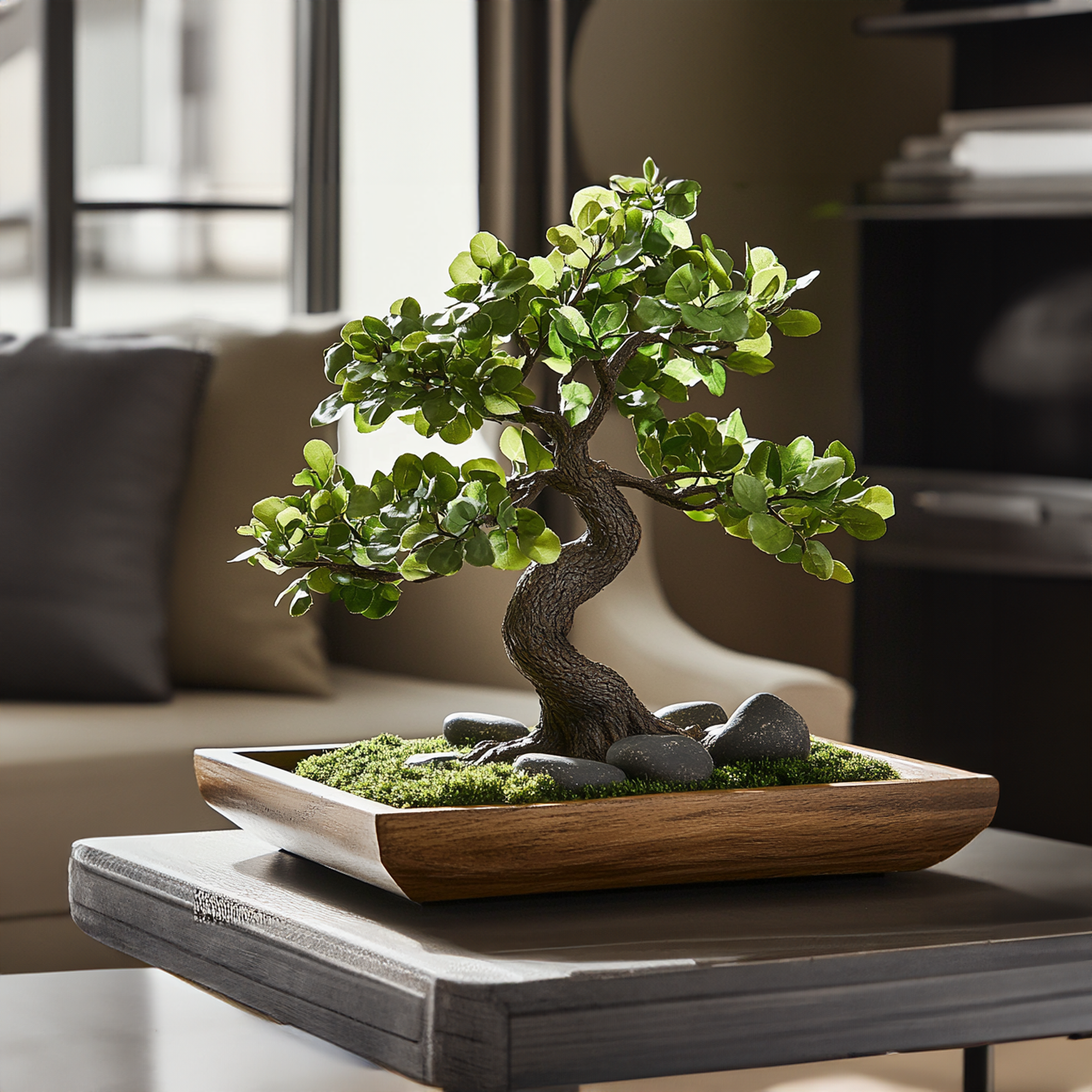 Driftwood Preserved Moss Bonsai Tree Solid Wood Pot Wood SINLBD014