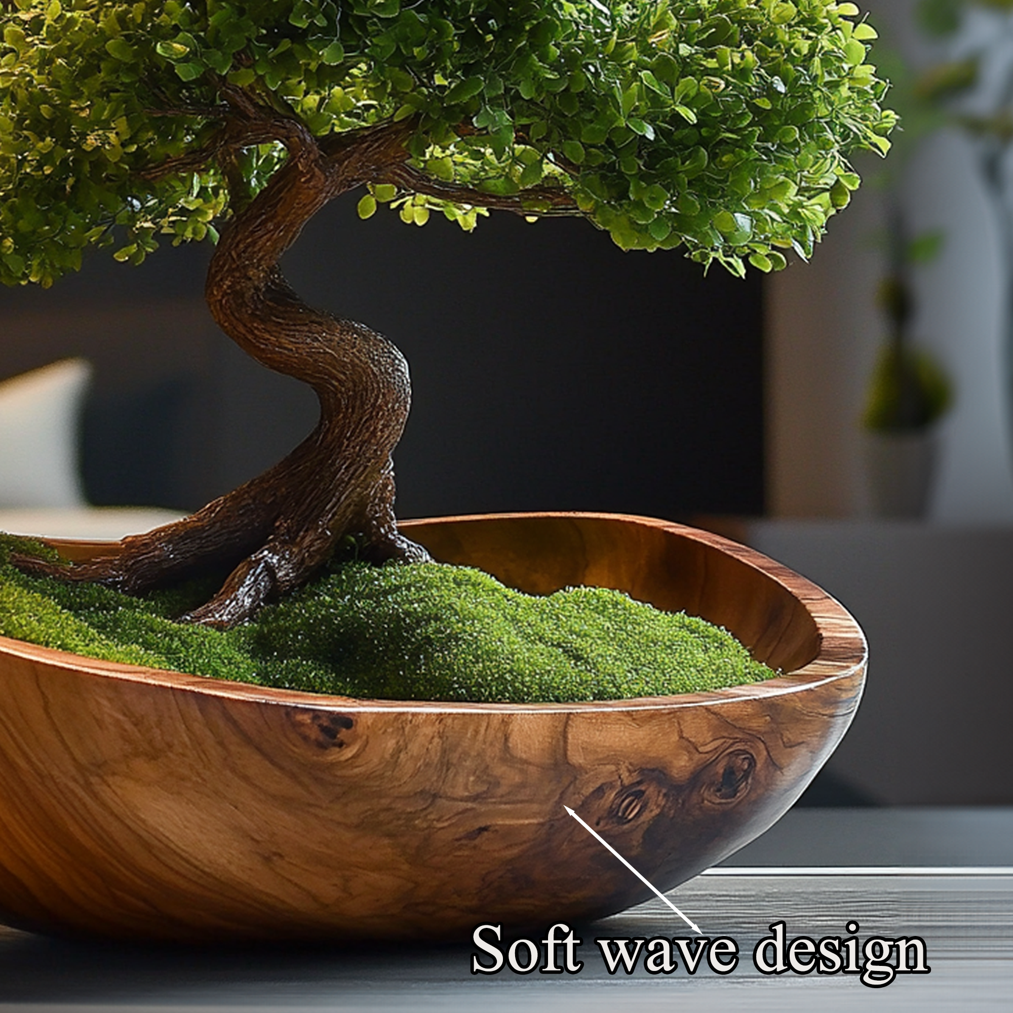 Handcrafted Driftwood Bonsai Aquarium Plants Preserved Moss SINLBD008