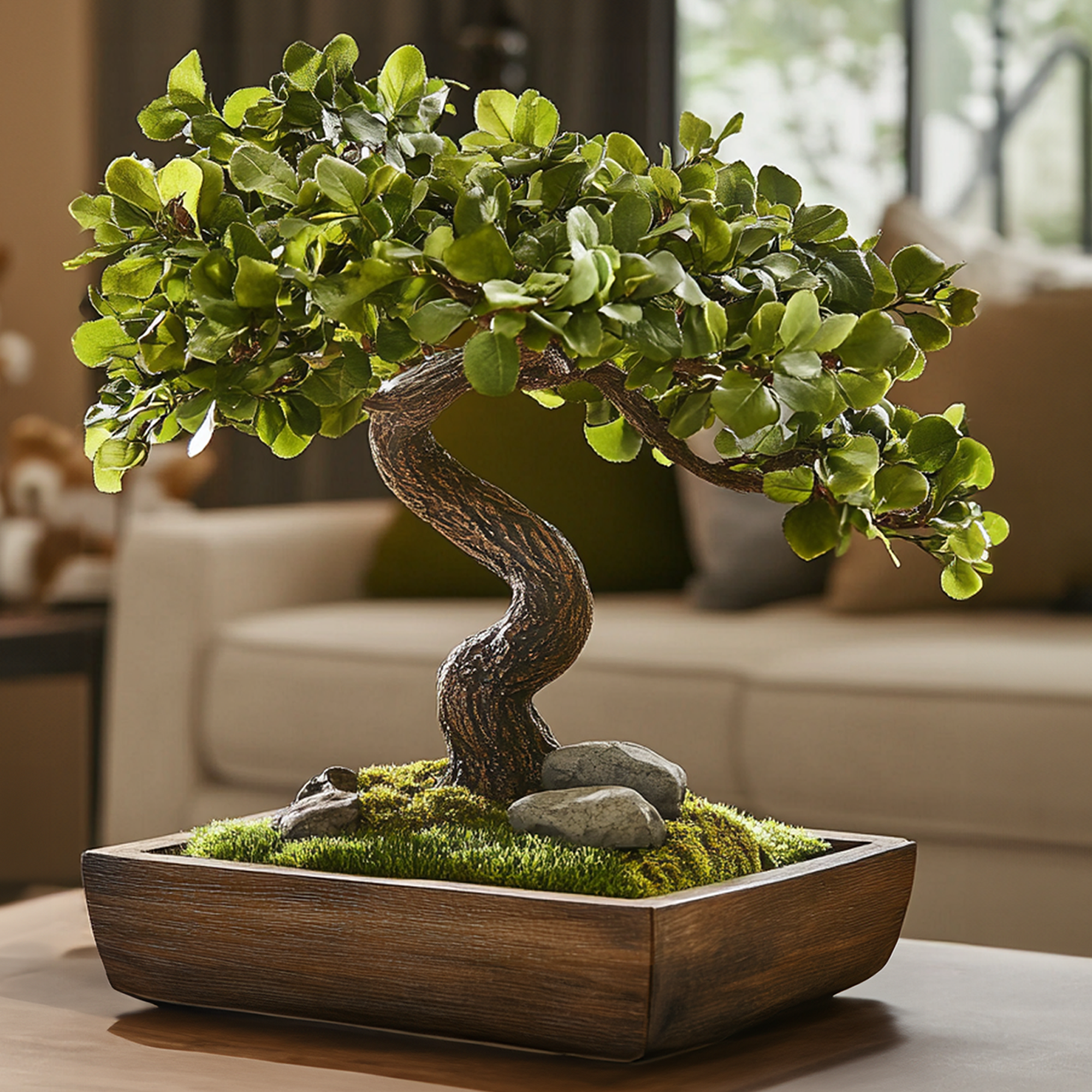 Bonsai Driftwood Preserved Moss Wood Sculpture Pot SINLBD016