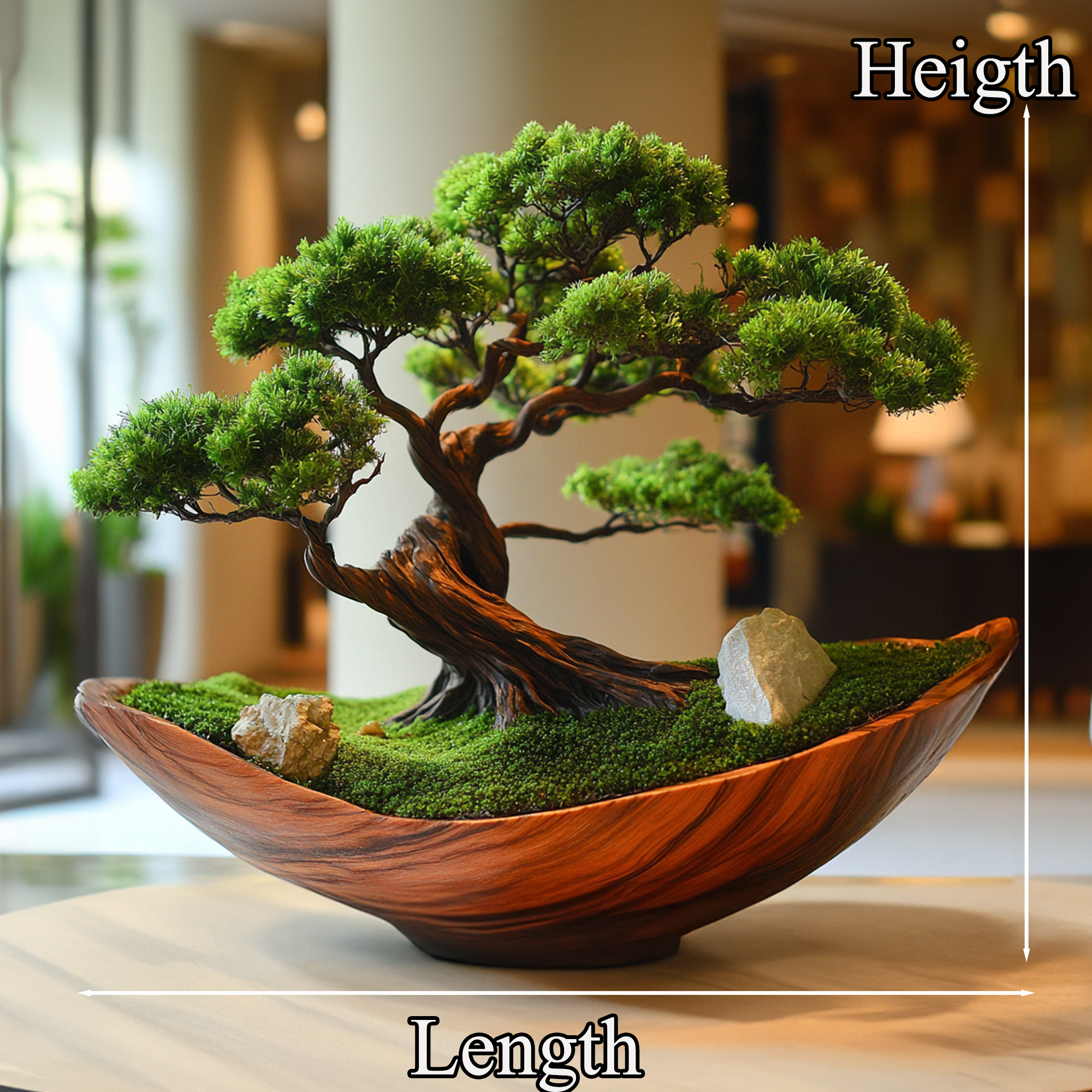 Moss Preserved Wooden Planter Driftwood Bowl SINLBD012