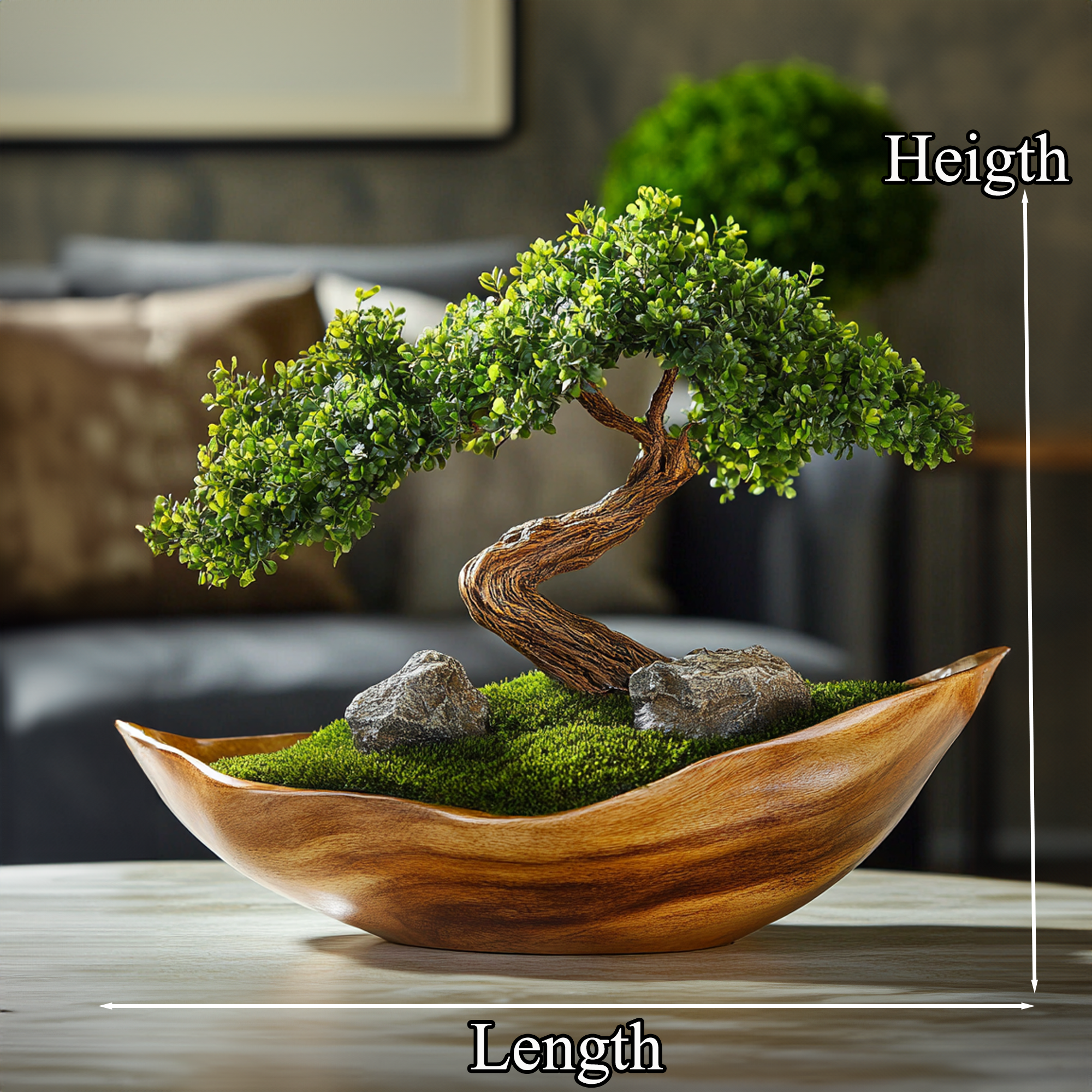 Moss Wood Statue Preserve Bonsai Driftwood Pot SINLBD019