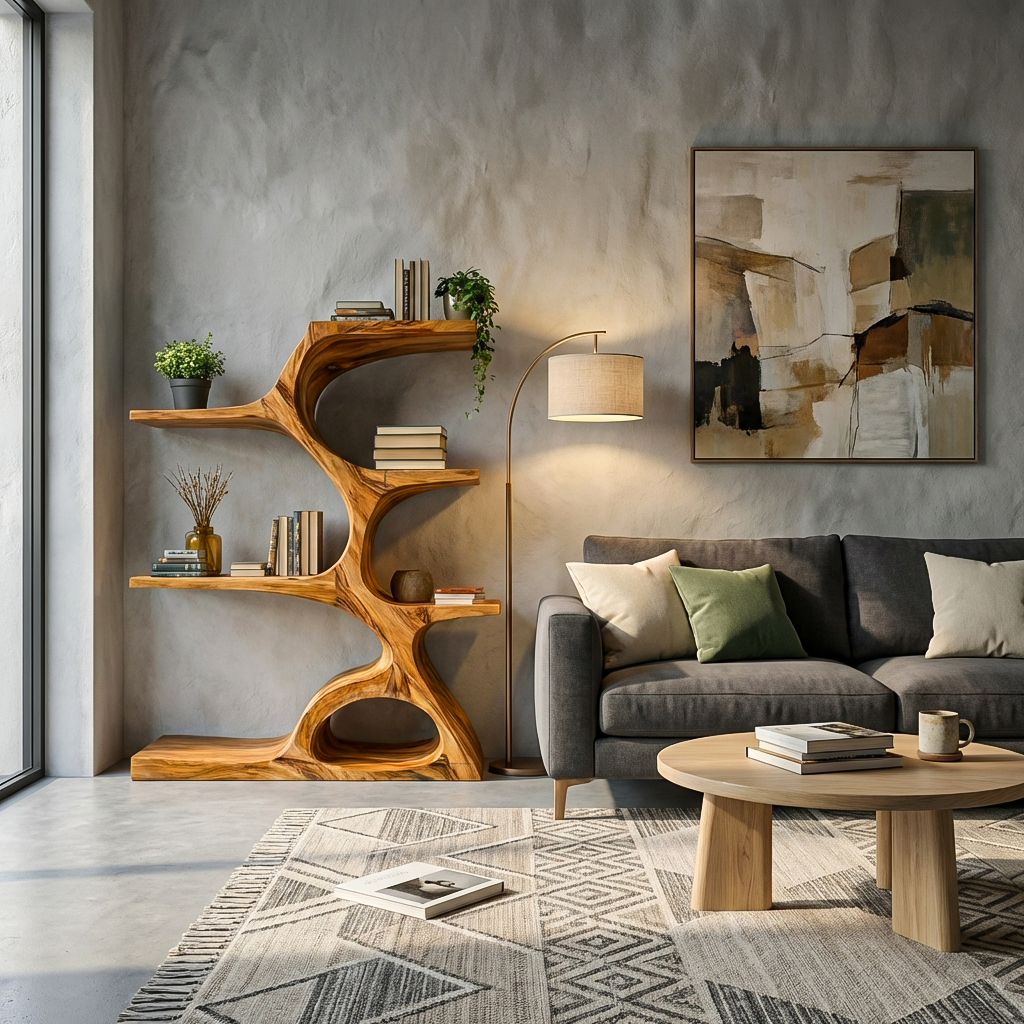 Artistic Curved Bookshelf For Contemporary Home RTTHTTBS076