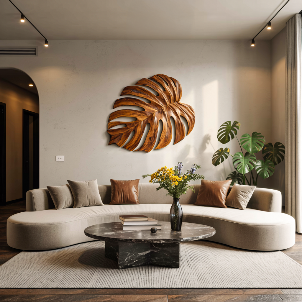 Artistic Wooden Leaf Wall Art For Living Room RTTHTTWA098
