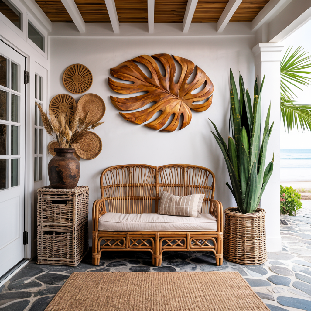 Organic Wooden Leaf Wall Sculpture For Contemporary Interior RTTHTTWA099