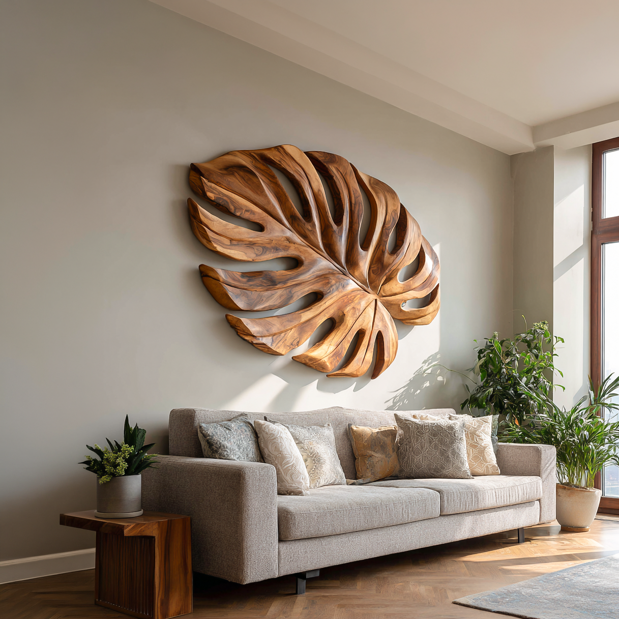 Organic Wooden Leaf Wall Sculpture For Contemporary Interior RTTHTTWA099
