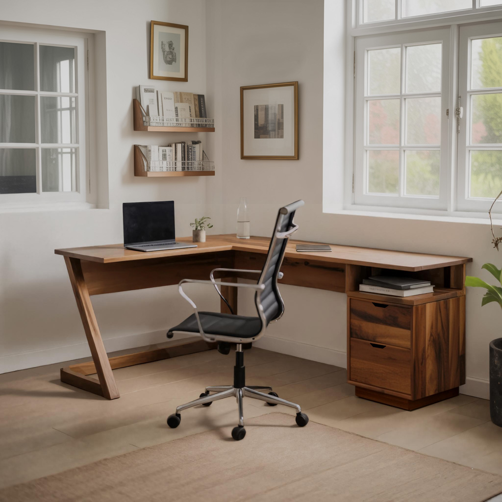 Modern L Shaped Desk With Drawers For Home Office Or Corner Workspace SITHHNDE031
