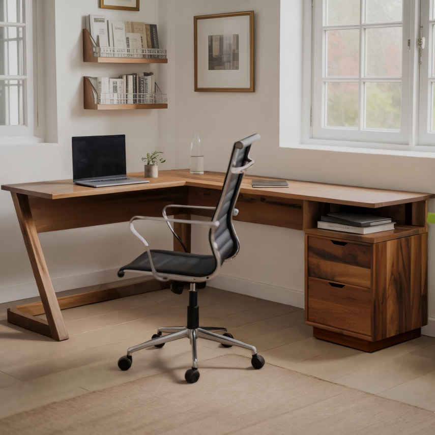 Modern L Shaped Desk With Drawers For Home Office Or Corner Workspace SITHHNDE031