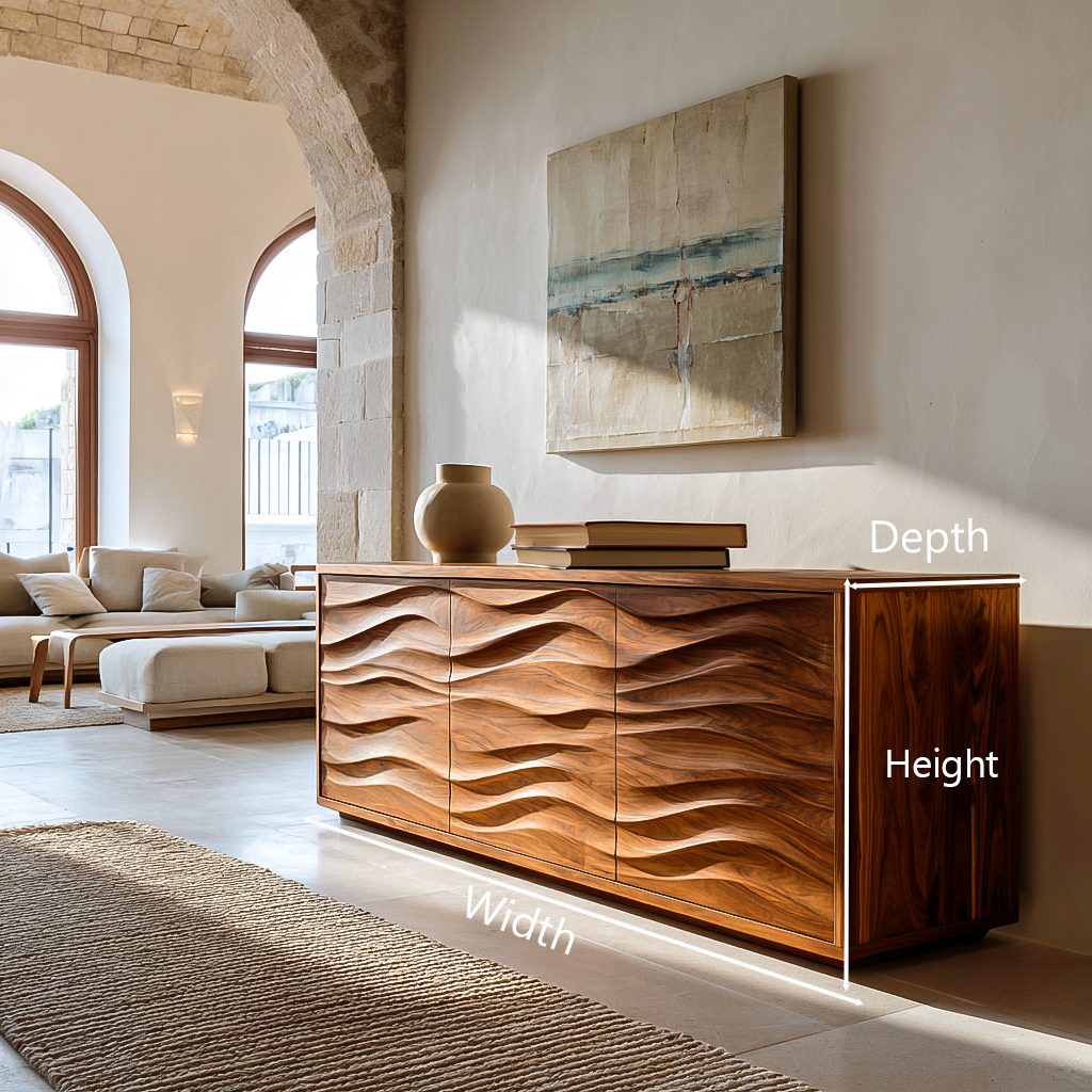 Modern Wood Sideboard With Wave Doors For Home Decor RTTHTTSD055