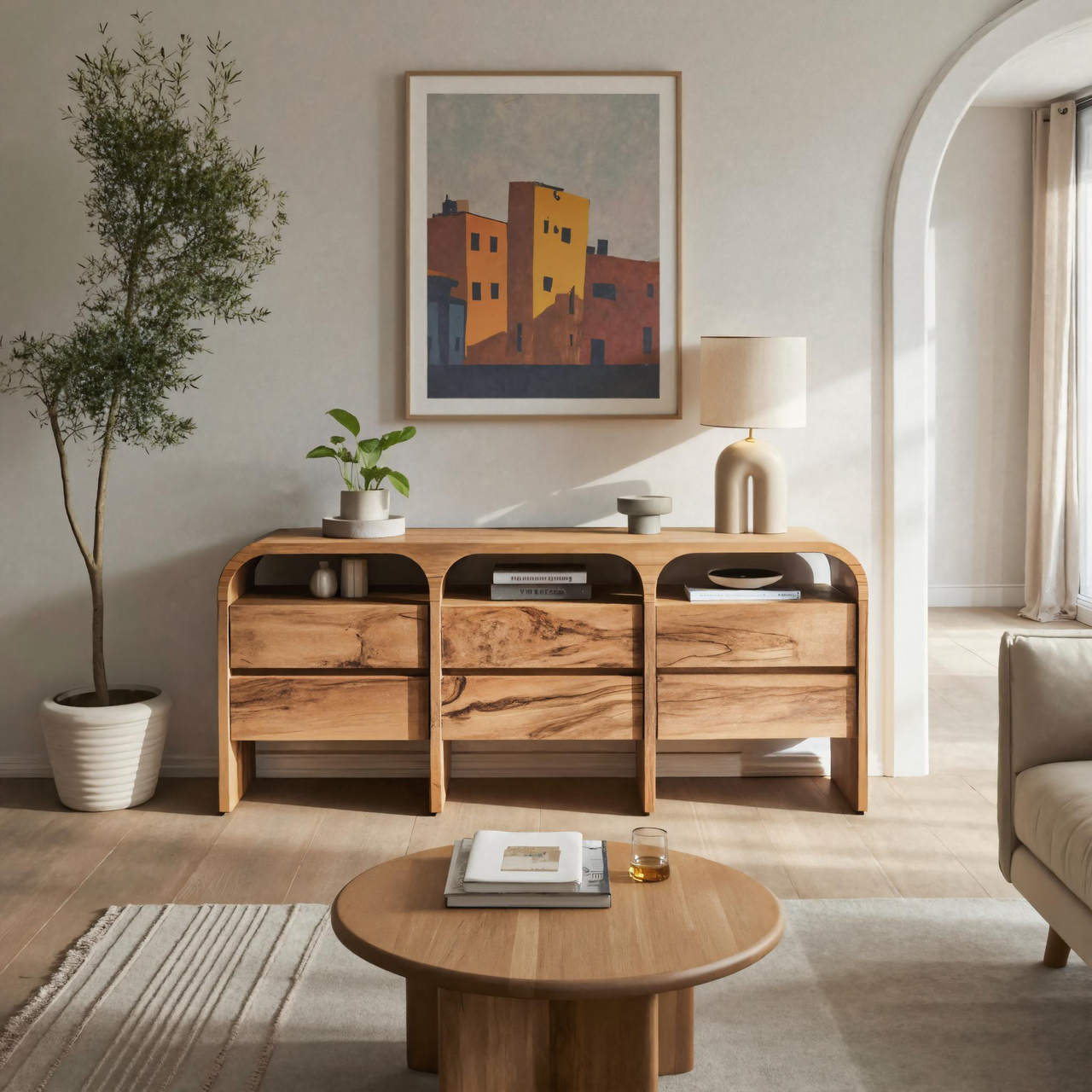 Modern Curved Sideboard For Living Room SITHTTSD001