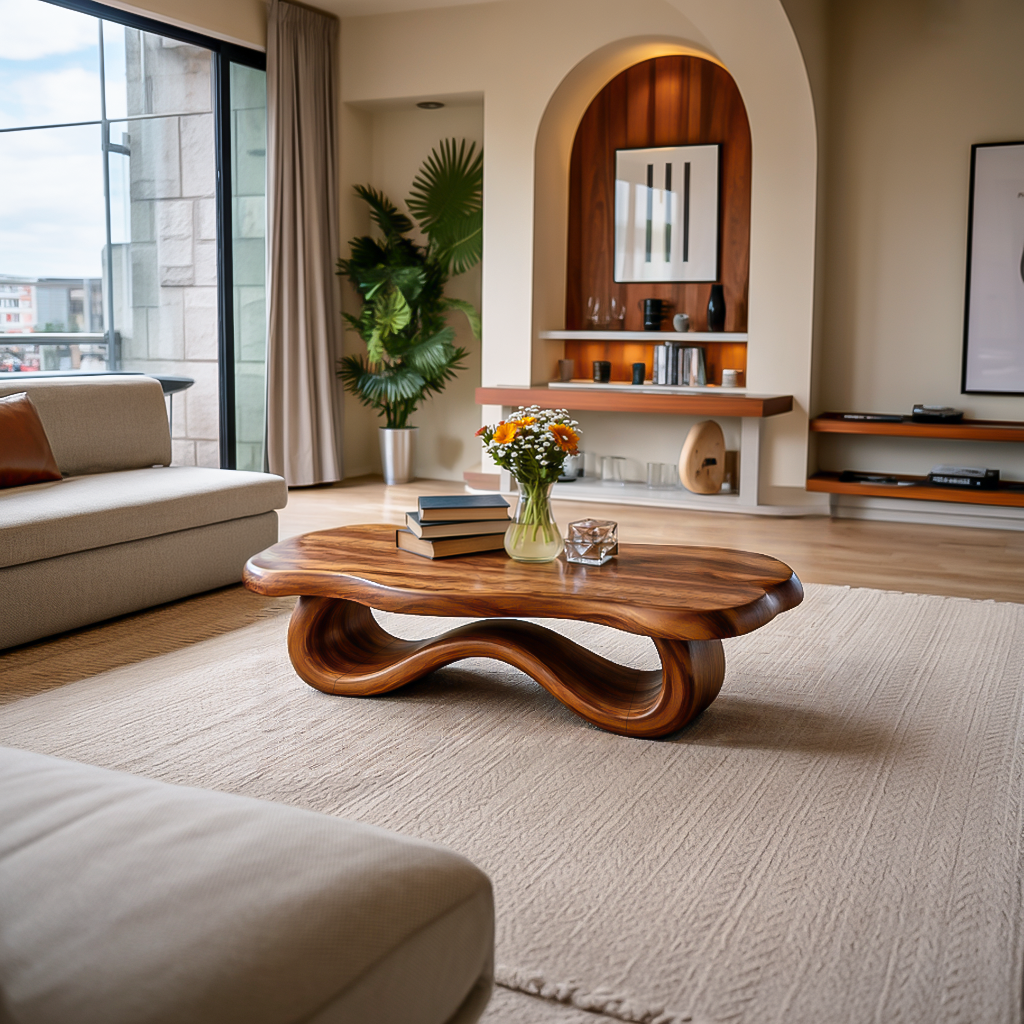 Organic Sculptural Wooden Coffee Table For Living Room RTTHTTCF042