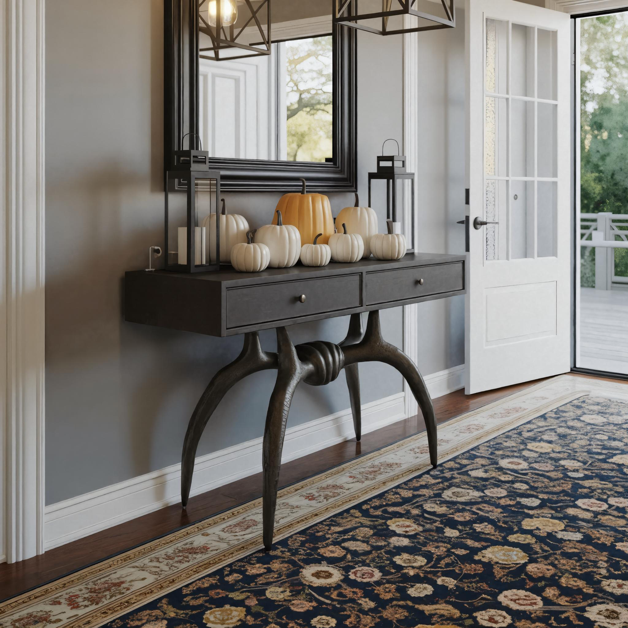 Halloween Console Table With Curved Spider Legs And Drawers For Entryway SITHHNHW004
