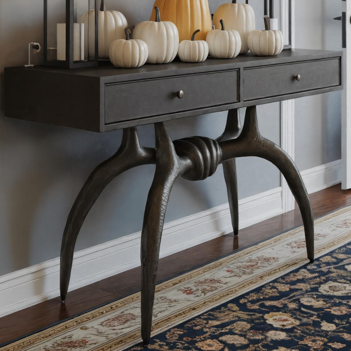 Halloween Console Table With Curved Spider Legs And Drawers For Entryway SITHHNHW004