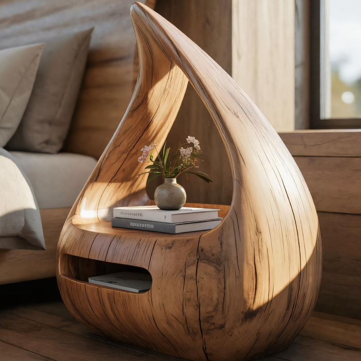 Artistic Teardrop Nightstand With Organic Design For Modern Bedroom SITHTTNS006