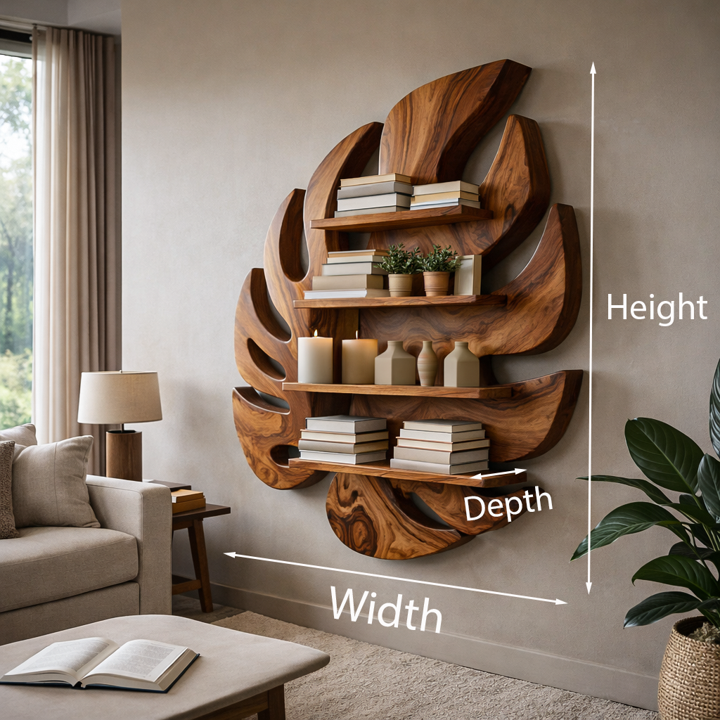 Modern Wooden Leaf Floating Bookshelf For Living Room RTTHTTBS080