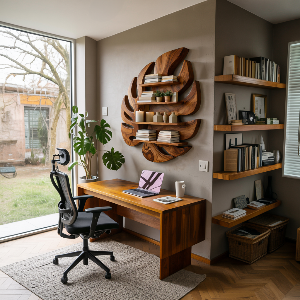 Modern Wooden Leaf Floating Bookshelf For Living Room RTTHTTBS080