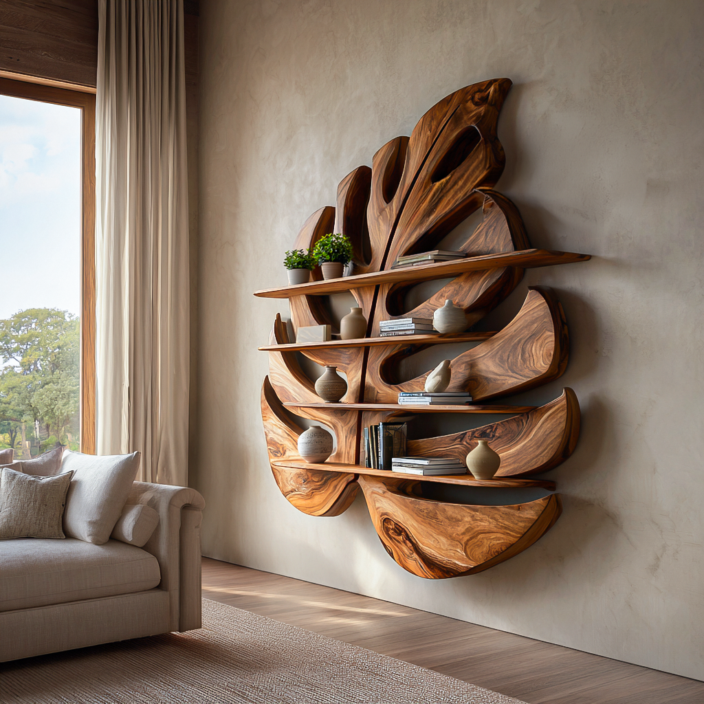 Handmade Wooden Leaf Shape Shelf For Modern Home RTTHTTBS082