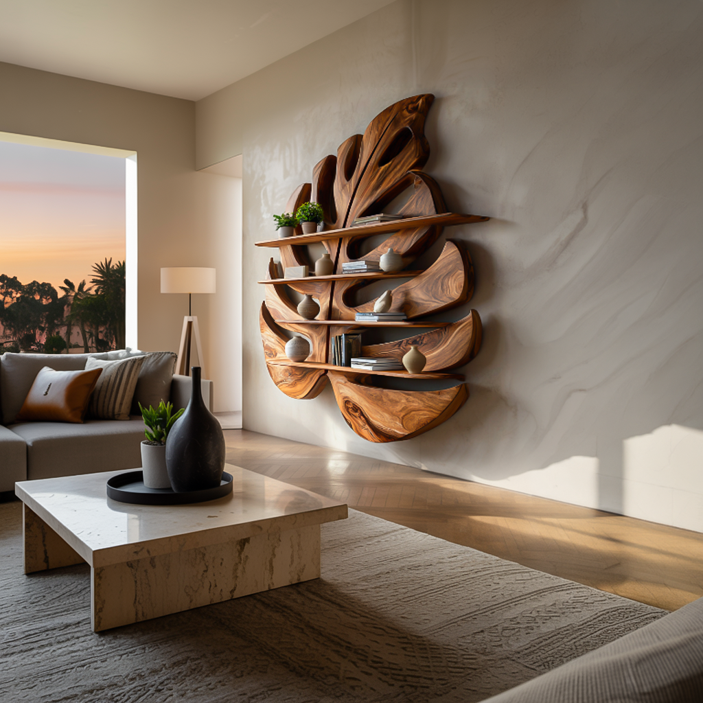 Handmade Wooden Leaf Shape Shelf For Modern Home RTTHTTBS082