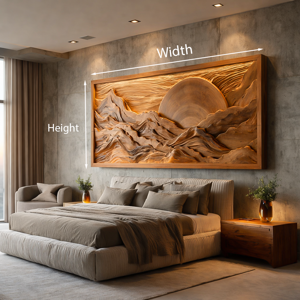 Modern Wood Mountain Sunset Wall Art For Living Room RTTHTTWA118
