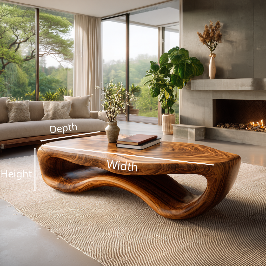 Artistic Wooden Coffee Table Curved For Modern Interior RTTHTTCF044