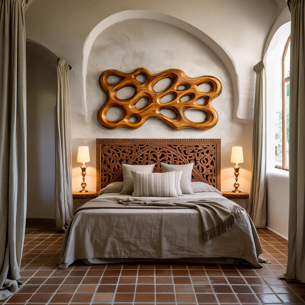 Contemporary Wooden Wall Art With Cutout Sculpture For Bedroom RTTHTTWA101