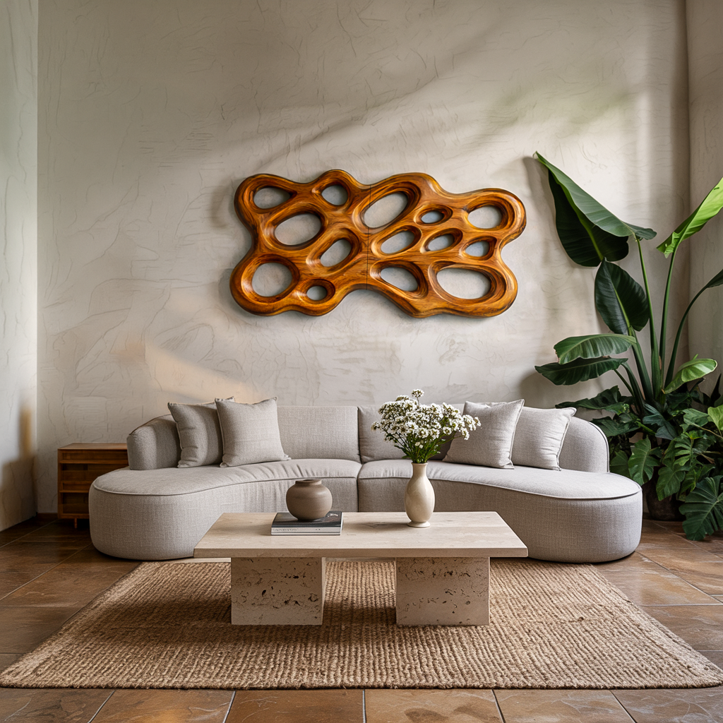 Contemporary Wooden Wall Art With Cutout Sculpture For Bedroom RTTHTTWA101